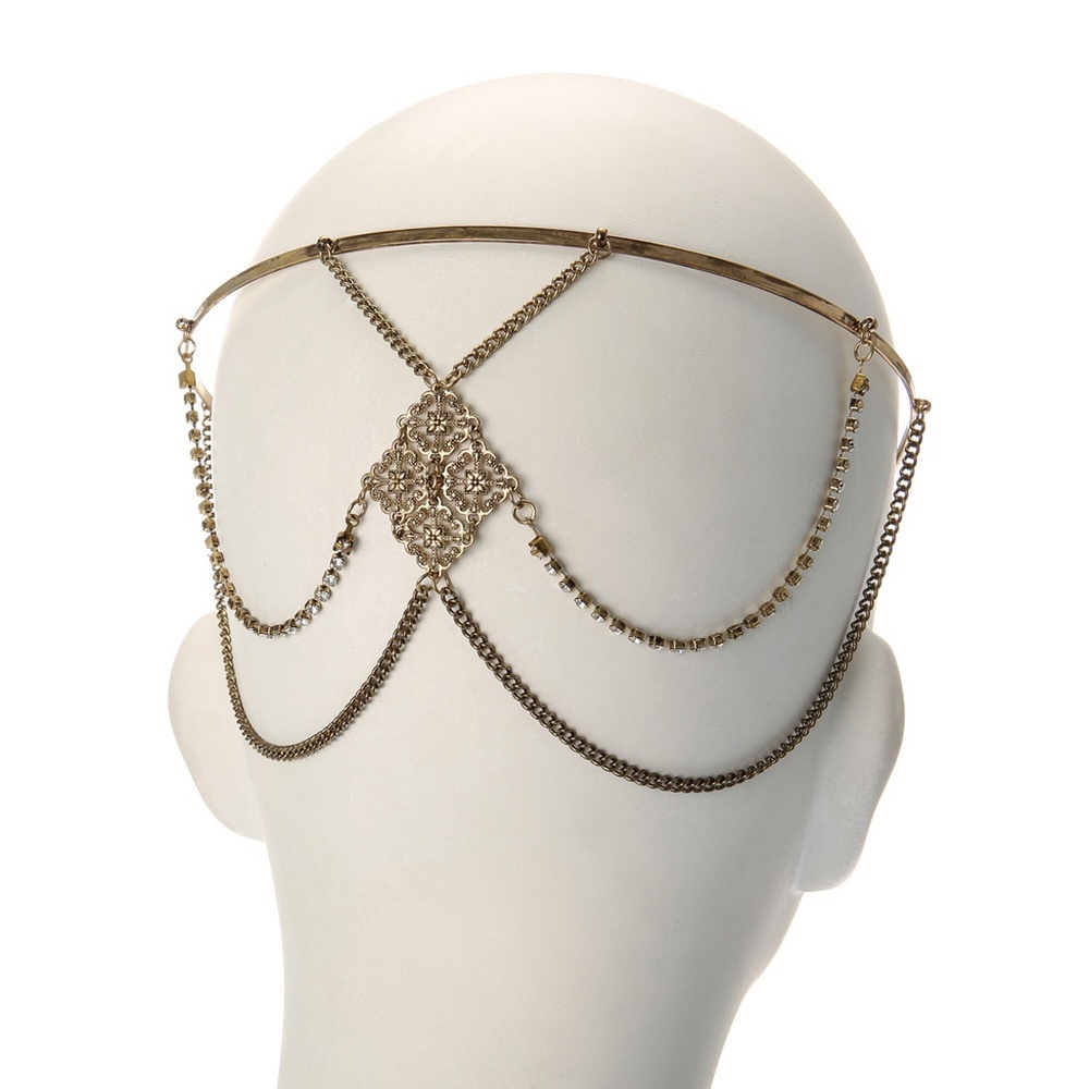 NEW Gold & Crystal Head Chain Jewelry Headband NWT - Picture 4 of 7